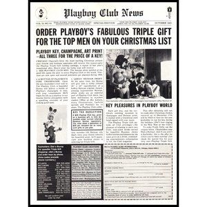 1965 Playboy Club News October Vintage Print Ad Newspaper Style Wall Art